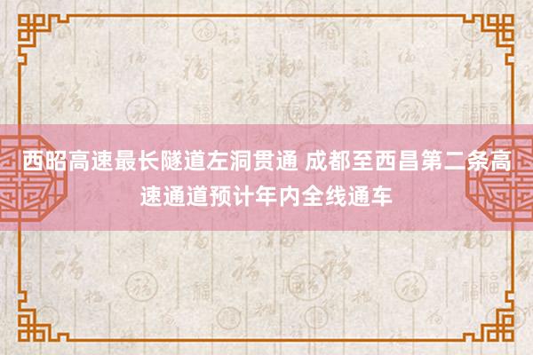 西昭高速最长隧道左洞贯通 成都至西昌第二条高速通道预计年内全线通车