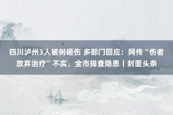 四川泸州3人被树砸伤 多部门回应：网传“伤者放弃治疗”不实，全市排查隐患丨封面头条