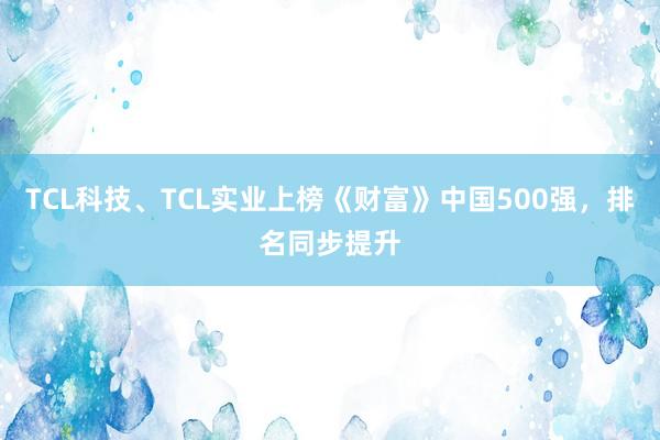 TCL科技、TCL实业上榜《财富》中国500强，排名同步提升