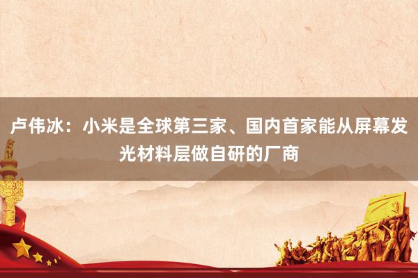卢伟冰：小米是全球第三家、国内首家能从屏幕发光材料层做自研的厂商