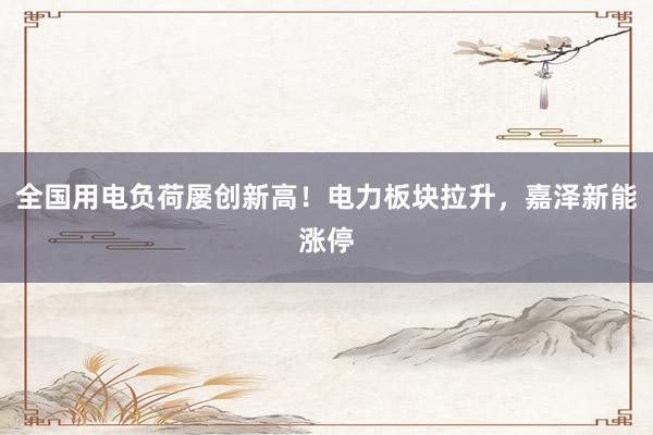 全国用电负荷屡创新高！电力板块拉升，嘉泽新能涨停