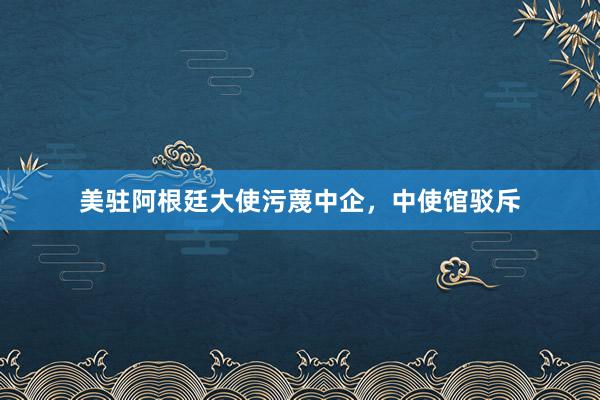 美驻阿根廷大使污蔑中企，中使馆驳斥