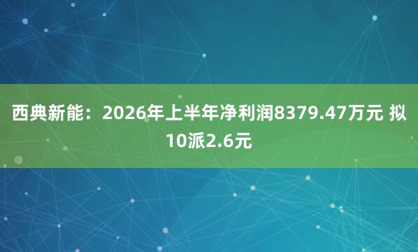西典新能：2026年上半年净利润8379.47万元 拟10派2.6元