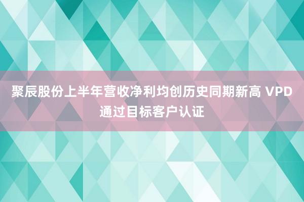 聚辰股份上半年营收净利均创历史同期新高 VPD通过目标客户认证