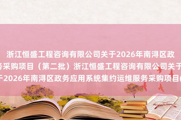 浙江恒盛工程咨询有限公司关于2026年南浔区政务应用系统集约运维服务采购项目（第二批）浙江恒盛工程咨询有限公司关于2026年南浔区政务应用系统集约运维服务采购项目(第二批)的公开招标公告
