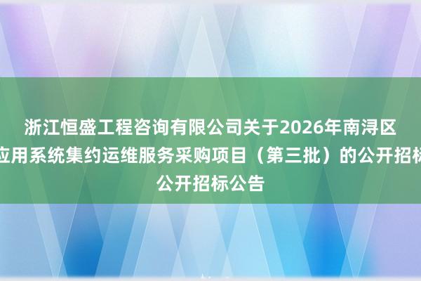 浙江恒盛工程咨询有限公司关于2026年南浔区政务应用系统集约运维服务采购项目（第三批）的公开招标公告