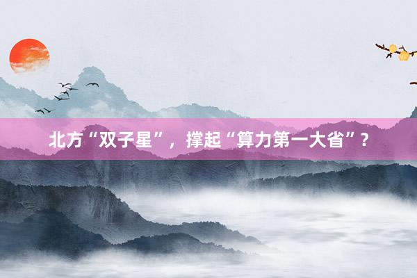 北方“双子星”，撑起“算力第一大省”？