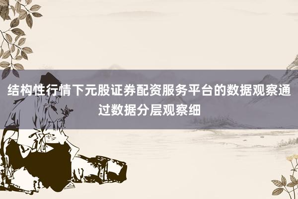 结构性行情下元股证券配资服务平台的数据观察通过数据分层观察细