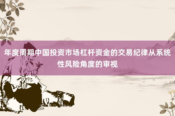 年度周期中国投资市场杠杆资金的交易纪律从系统性风险角度的审视