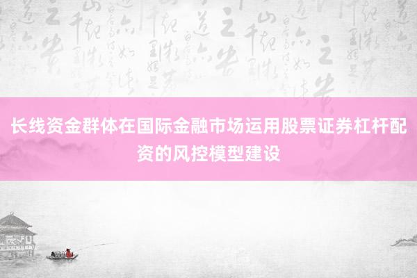 长线资金群体在国际金融市场运用股票证券杠杆配资的风控模型建设