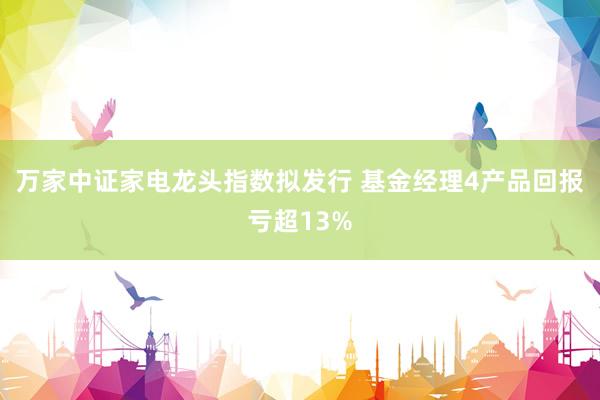 万家中证家电龙头指数拟发行 基金经理4产品回报亏超13%