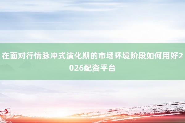 在面对行情脉冲式演化期的市场环境阶段如何用好2026配资平台
