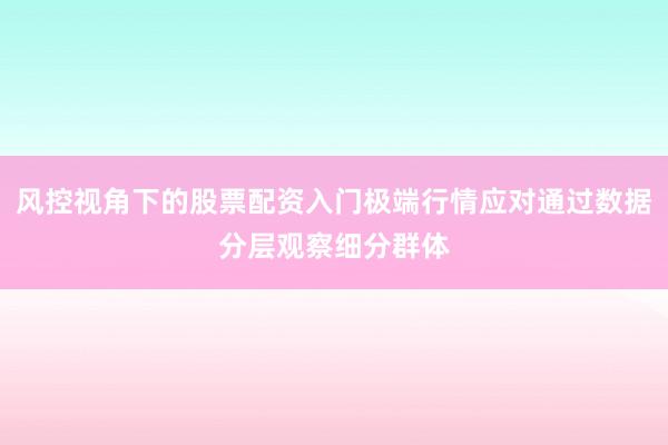 风控视角下的股票配资入门极端行情应对通过数据分层观察细分群体