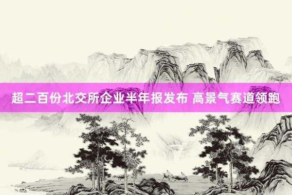 超二百份北交所企业半年报发布 高景气赛道领跑