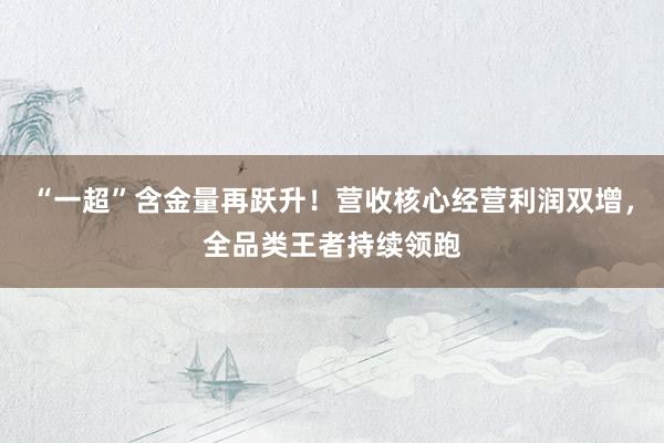 “一超”含金量再跃升！营收核心经营利润双增，全品类王者持续领跑