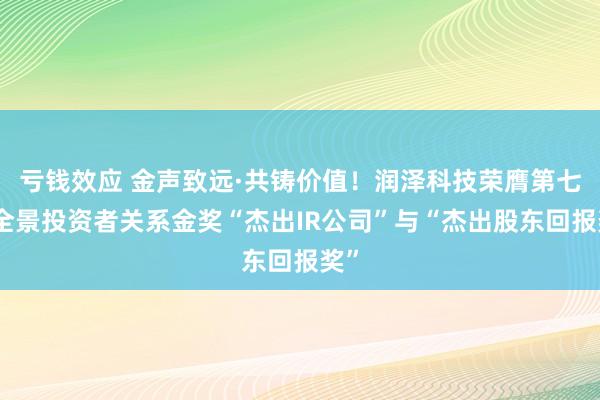 亏钱效应 金声致远·共铸价值！润泽科技荣膺第七届全景投资者关系金奖“杰出IR公司”与“杰出股东回报奖”