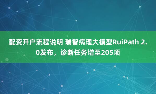 配资开户流程说明 瑞智病理大模型RuiPath 2.0发布,诊断任务增至205项