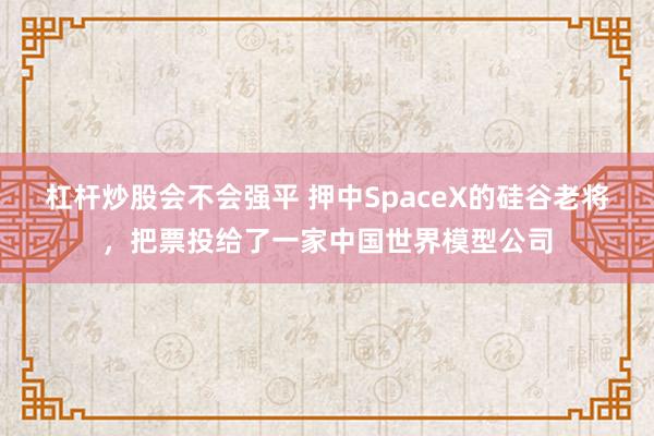 杠杆炒股会不会强平 押中SpaceX的硅谷老将，把票投给了一家中国世界模型公司