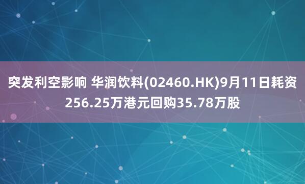 突发利空影响 华润饮料(02460.HK)9月11日耗资256.25万港元回购35.78万股