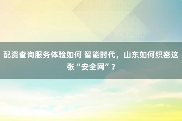 配资查询服务体验如何 智能时代，山东如何织密这张“安全网”？