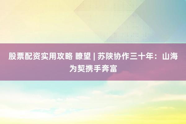 股票配资实用攻略 瞭望 | 苏陕协作三十年：山海为契携手奔富