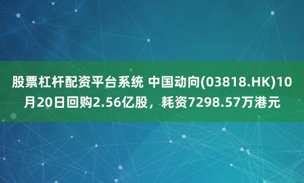 股票杠杆配资平台系统 中国动向(03818.HK)10月20日回购2.56亿股，耗资7298.57万港元